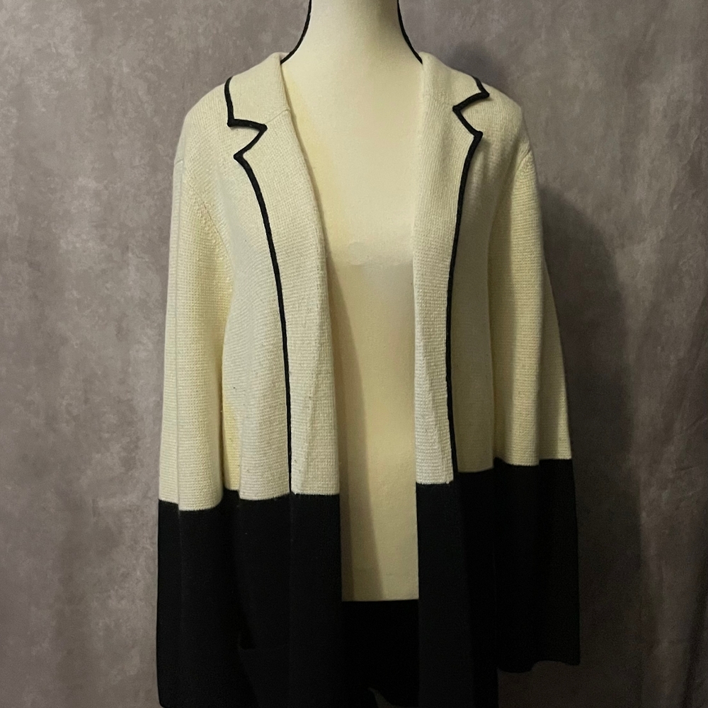 Talbots Black and Cream Sweater Blazer